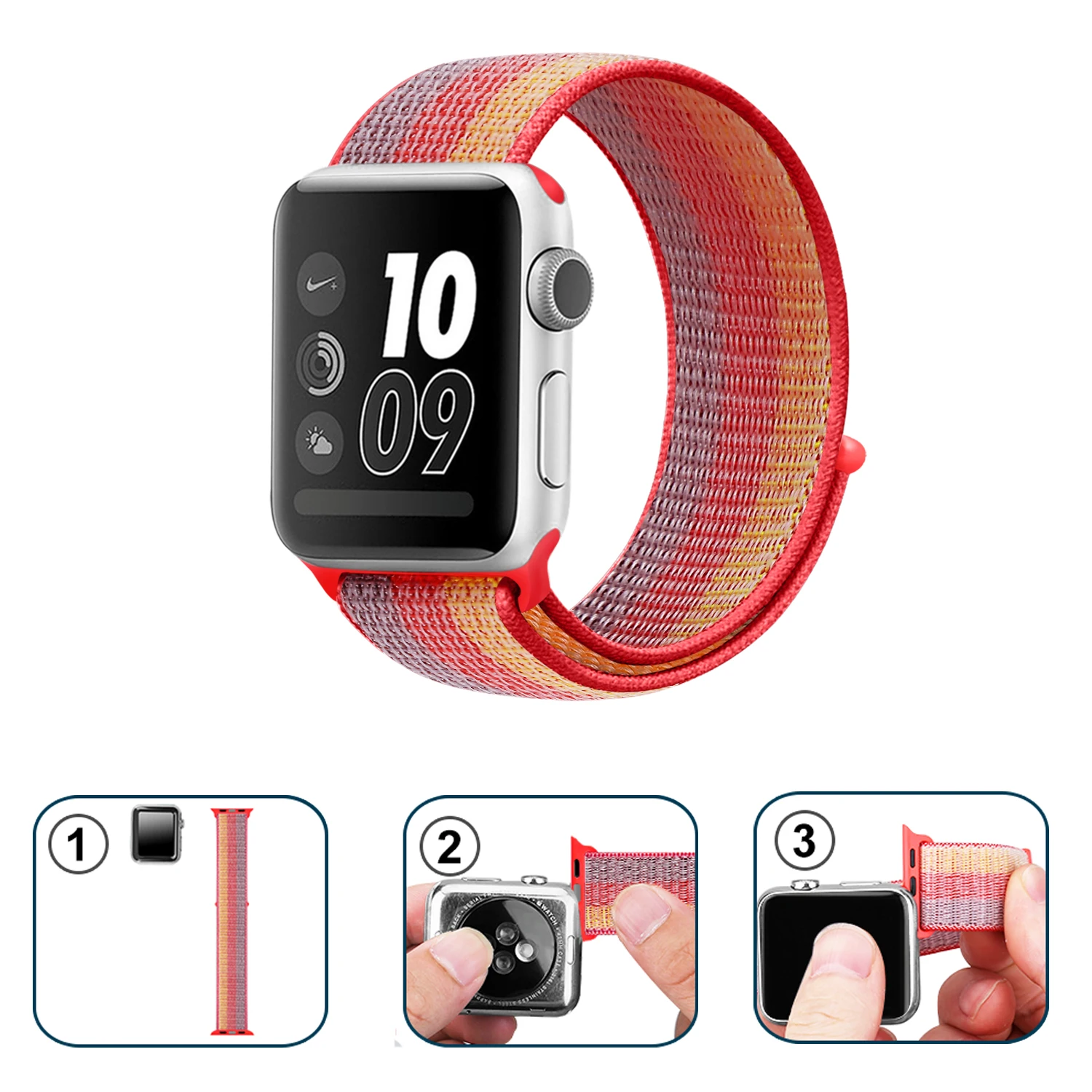 yellow orange Горячая цветной нейлоновый ремешок для Apple Watch серии 4 44 мм 40 мм ремешок для часов спортивные полосы для iwatch 42 мм 38 мм 3 2 1 серия 5 - Цвет ремешка: yellow orange