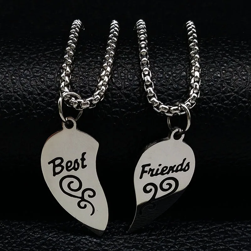 

Fashion Pair Stainless Steel BFF Necklace for Women Silver Color Best Friend Necklaces Pendants Jewelry Collares