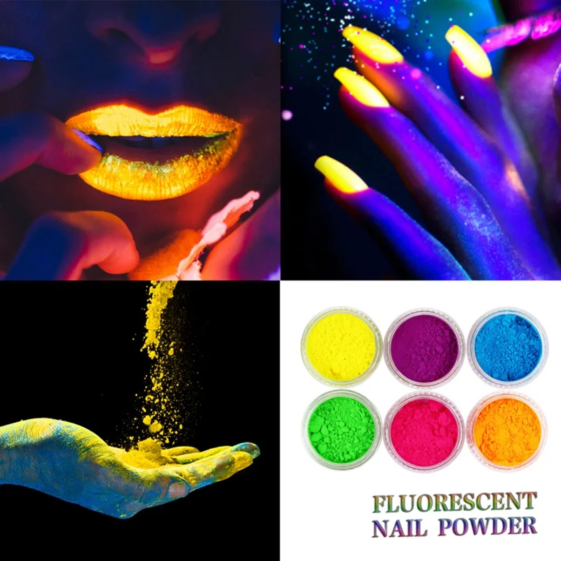 6 Colors Nail Painting Phosphor Cosmetic Fluorescent Pigment Powder Art Shimmer W2 | Красота и здоровье