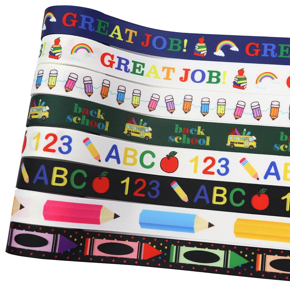 

Grosgrain Ribbon geometry Printed Ribbons letter Cartoons interesting lovelyPattern for Gift Wrapping Home Decor 7/8Inch X 5Yard
