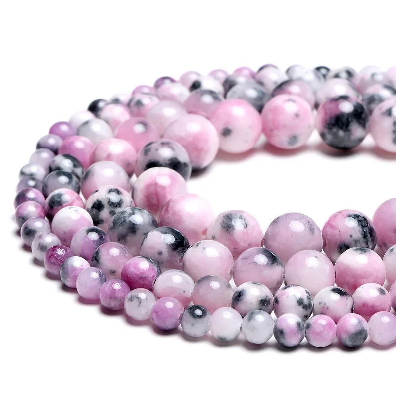 

Pink Zebra Loose Beads Natural Round Stone 6 8 10 MM for Jewelry Making