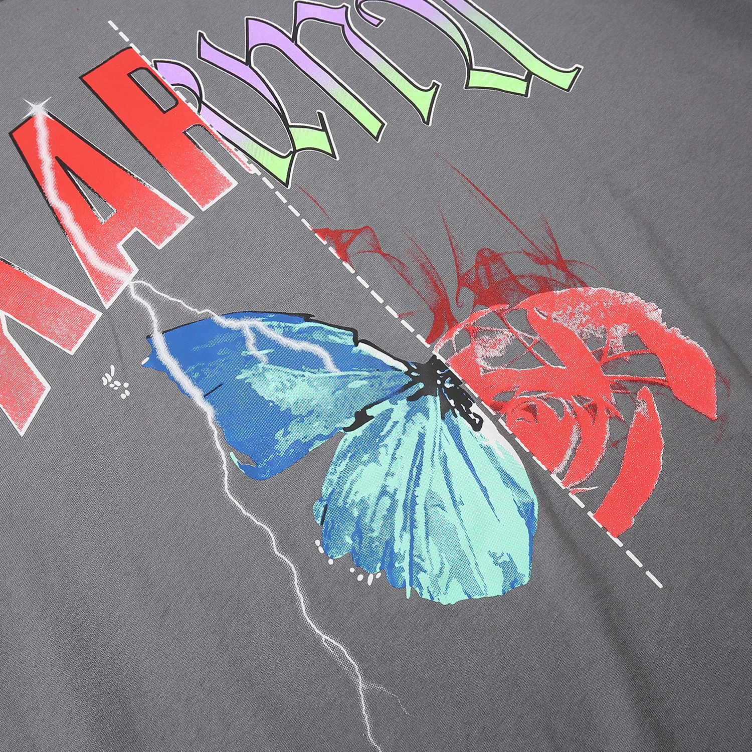 Мужская футболка с принтом бабочки коротким рукавом в стиле хип-хоп | одежда
