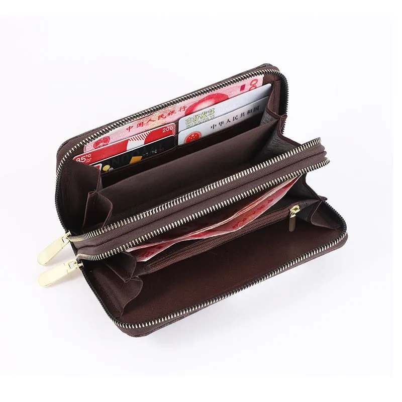 luxury brand women wallets double zippers coin bag mobile phone bag fashion clutch wallet female money bag carteras para mujer free global shipping