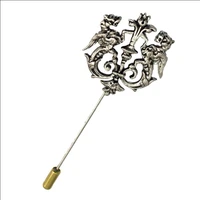 hot unisex 3 colors dragon shield brooches suit shirt corsage lapel stick pin chain brooch jewelry gift for men