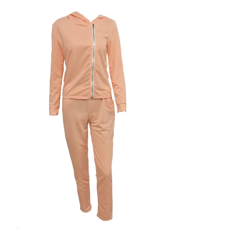 

Women Long Sleeve Autumn 2pcs Outfits Tracksuit Irregular Zipper Solid Hoodies Sweatshirt Pants Suits Sport Wear Wz*
