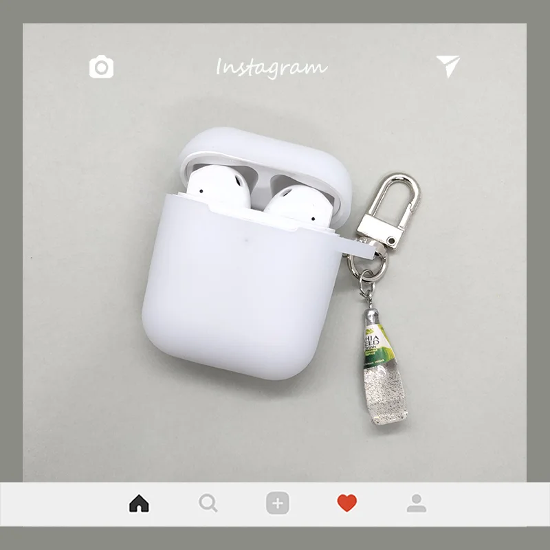 ClearWhite Чехол для AirPods, милые пивные кожухи головных телефонов для Apple Airpods 1 2 Силиконовые bluetooth-наушники, защитный чехол, кольцо для ключей для вина - Цвет: ClearWhite