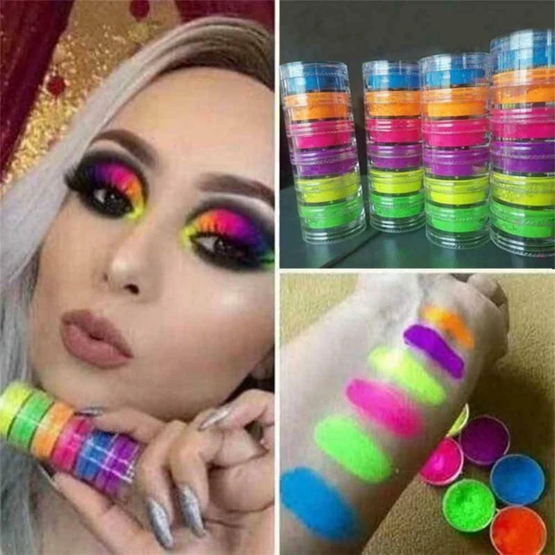 6 Colors Nail Painting Phosphor Cosmetic Fluorescent Pigment Powder Art Shimmer W2 | Красота и здоровье