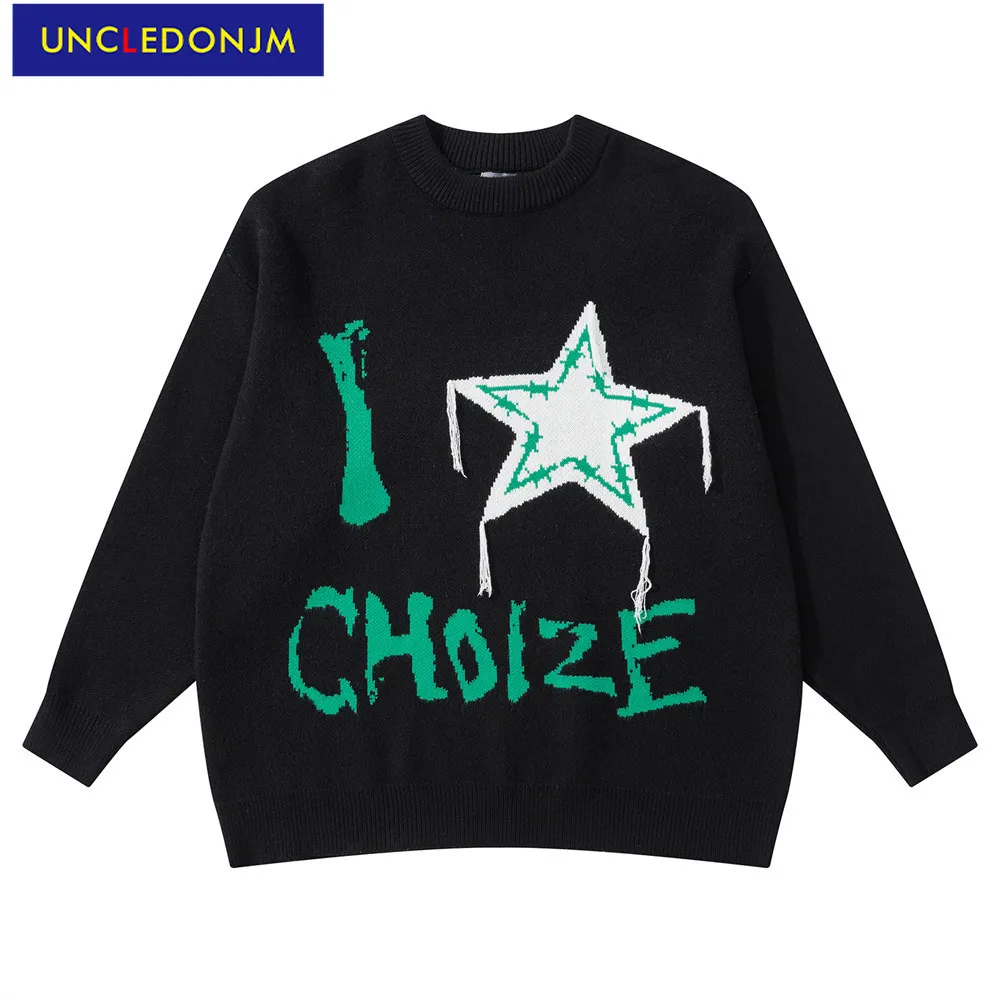 

UNCLEDONJM Мужской пуловер, Мужской Свитер оверсайз, Мужская одежда, уличный Мужской Свитер оверсайз с круглым вырезом