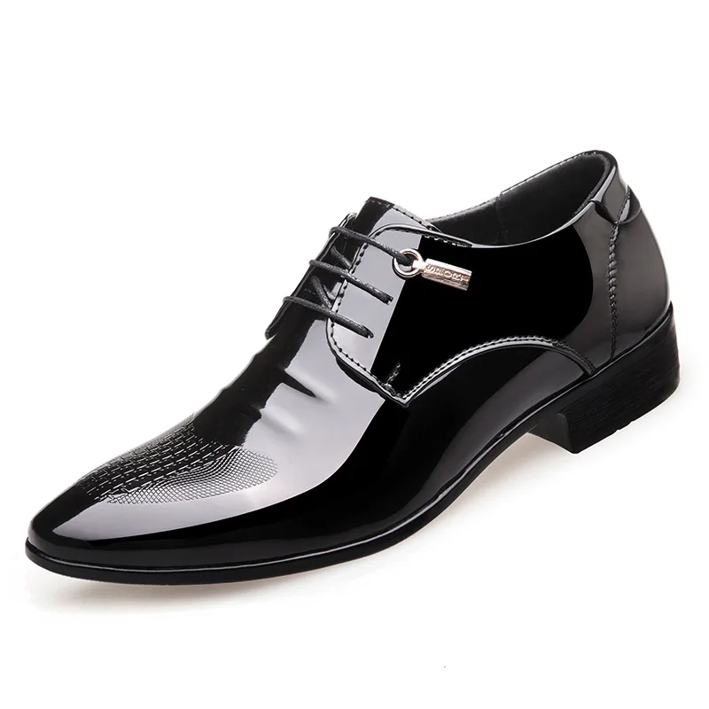 

Patent Leather Shiny Men's Shoes Business Formal Wear Casual Breathable British Lace Up New Seasons Korean Style Pointed Men