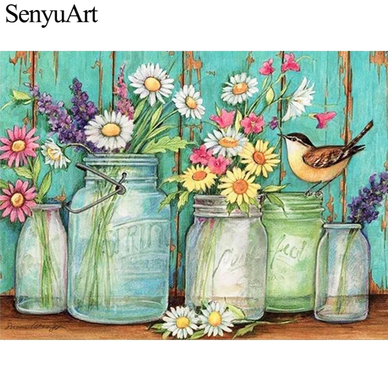 

Diamond Painting Full Round Square Drill Embroidery Picture Mosaic Wall Art Flower Bird Accessories Cross Stitch Kit Home Decor