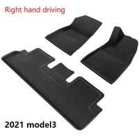 3 pcs fully surrounded special foot pad for 2021 tesla model 3 waterproof non slip floor mat tpe xpe modified car accessories