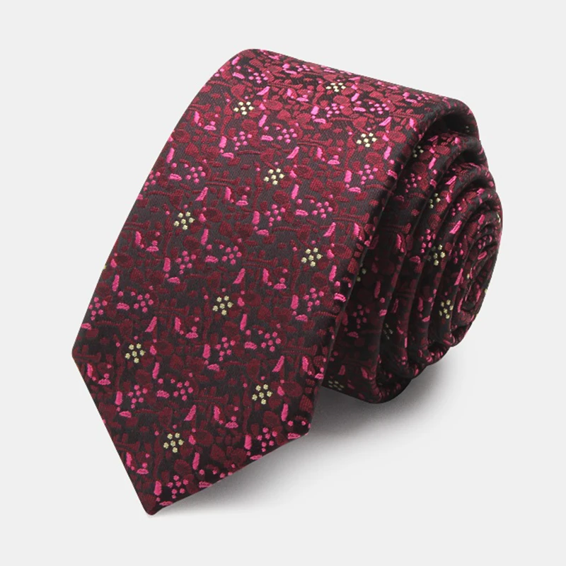 Мужской галстук в стиле ретро коричневый тонкий 5 см с цветочным узором