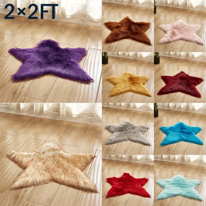 

Luxurious Five-pointed Star Soft Fur Area Rug, Washable Wool Bedside Rug, Fluffy Silk Plush Floor Mats, Suitable For Bedroom