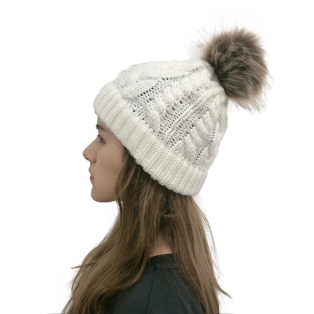 Шапка женская косу волосы шерстяная Осенняя шапка зима Вязание теплые Шапки