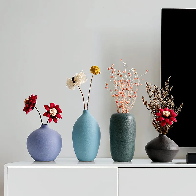 

Керамическая маленькая ваза Dezhen в скандинавском стиле, домашняя гостиная, винный шкаф, Цветочная композиция и украшение сушеных цветов