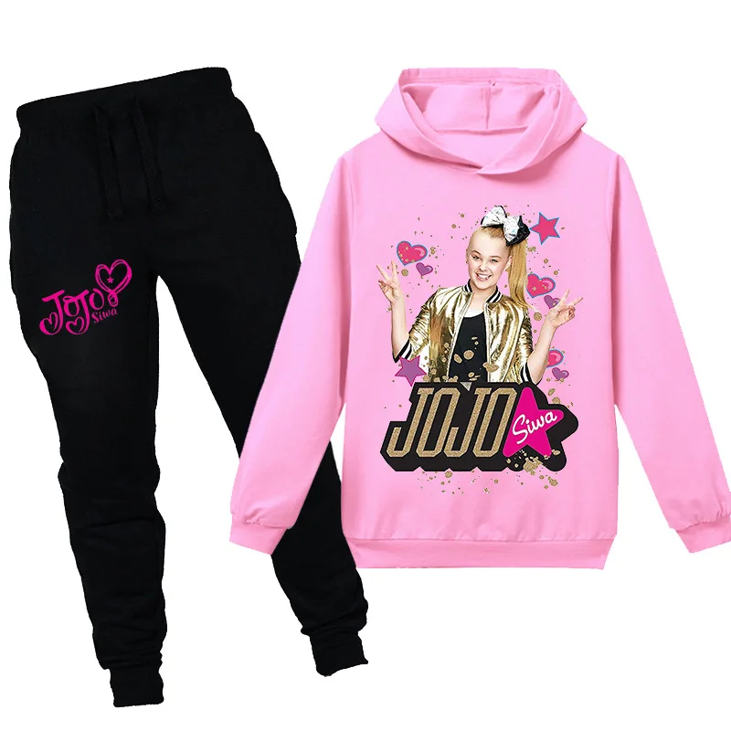 Новый хлопковый материал JOJO SIWA свитер с капюшоном длинным рукавом Туника Брюки