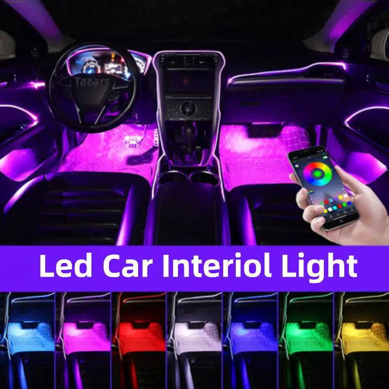 Led Car Foot Ambient Light With USB Cigarette Lighter Backlight Music Control App RGB Auto Interior Decorative Decorative Lamp