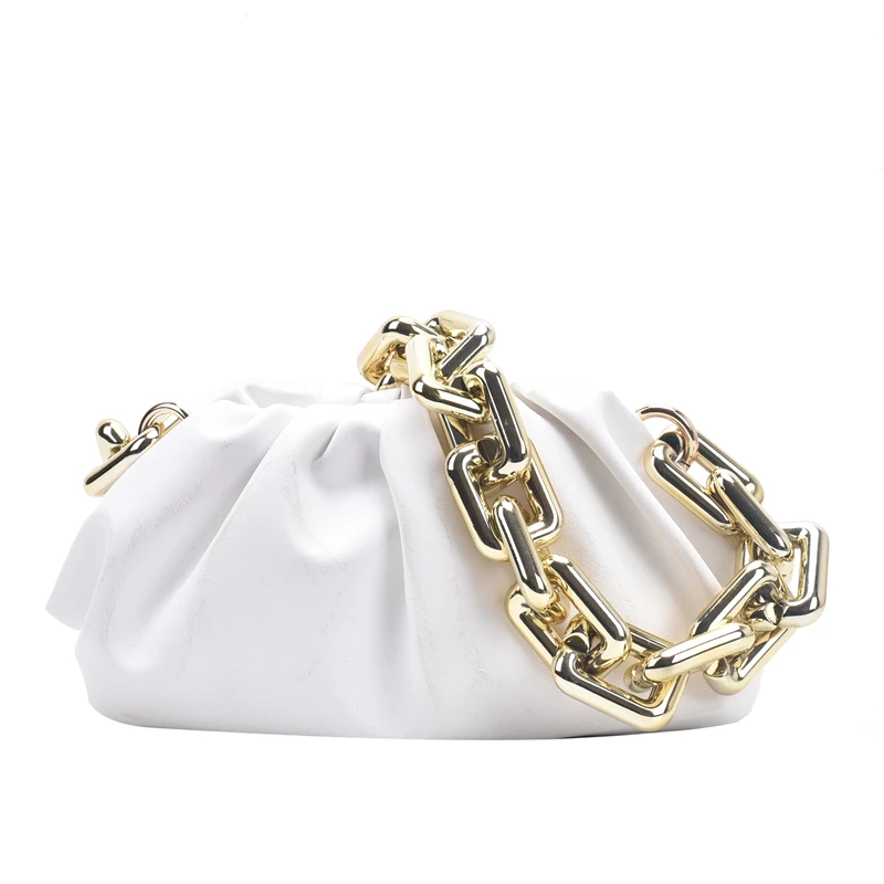 

Metal Thick Chain Women Bag Luxury Handbag 2021 Trendy Women Shoulder Bags Lady Small Totes Bag Soft Leather Clutches