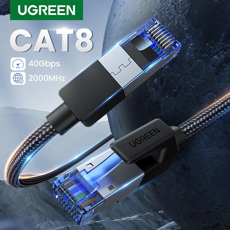 UGREEN CAT 8 портов Ethernet кабель CAT8 40 Гбит/с 2000 МГц Сеть USB с нейлоновой оплеткой