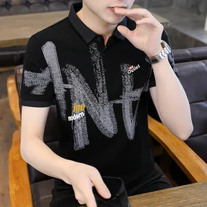 Men's Polo Shirt Trend Short-sleeved T-shirt Lapel Summer Korean Slim Casual Half-sleeved Collar Top Clothes Men's Clothing 10 item image