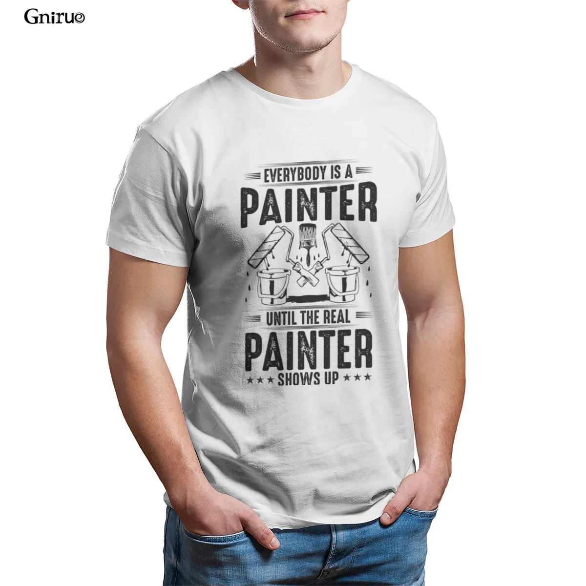 

Wholesale The Real Painter - Gift, Present, Painting Mens T-Shirt Black Couples Anime Unisex Male Clothing 103110