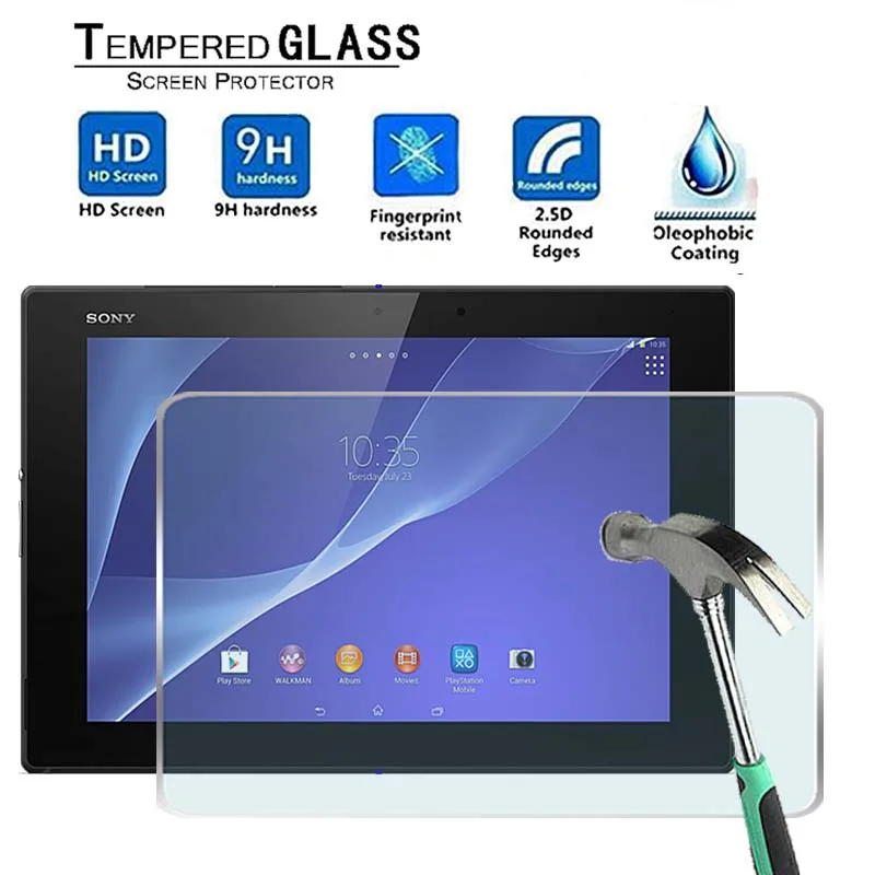

2 PCS For Sony Xperia Z2 Tablet Wi-Fi -Premium Tablet 9H Tempered Glass Screen Protector Guard Cover