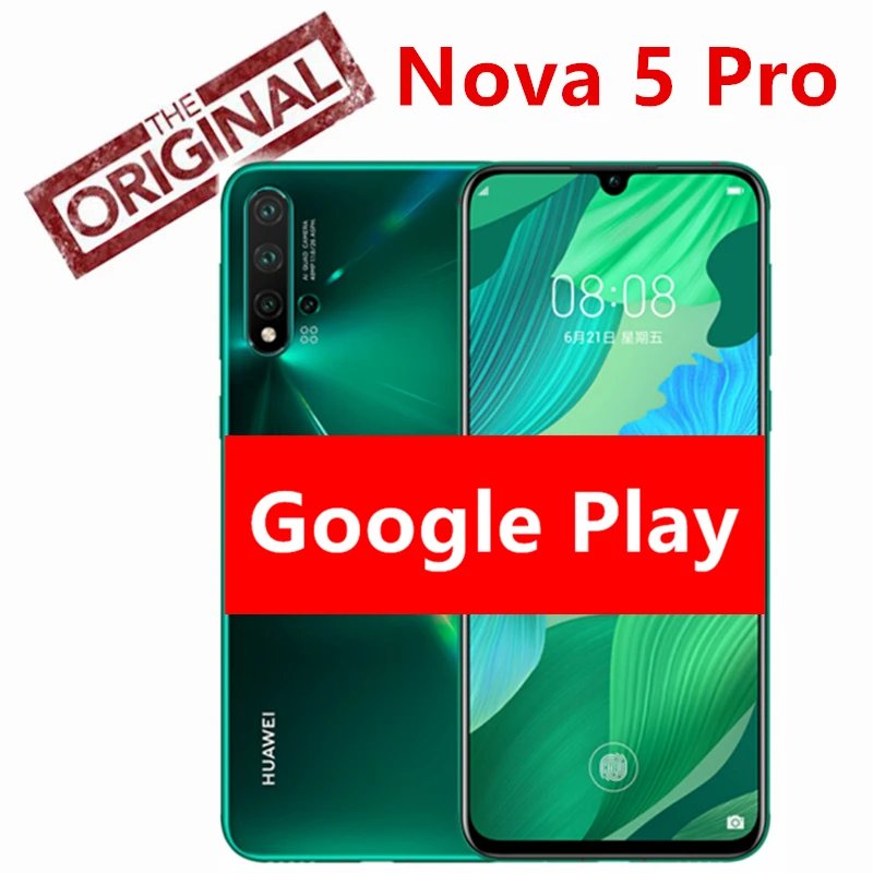 Оригинальный смартфон Huawei Nova 5 pro 2340x1080 пикселей мультисенсорный изогнутый экран