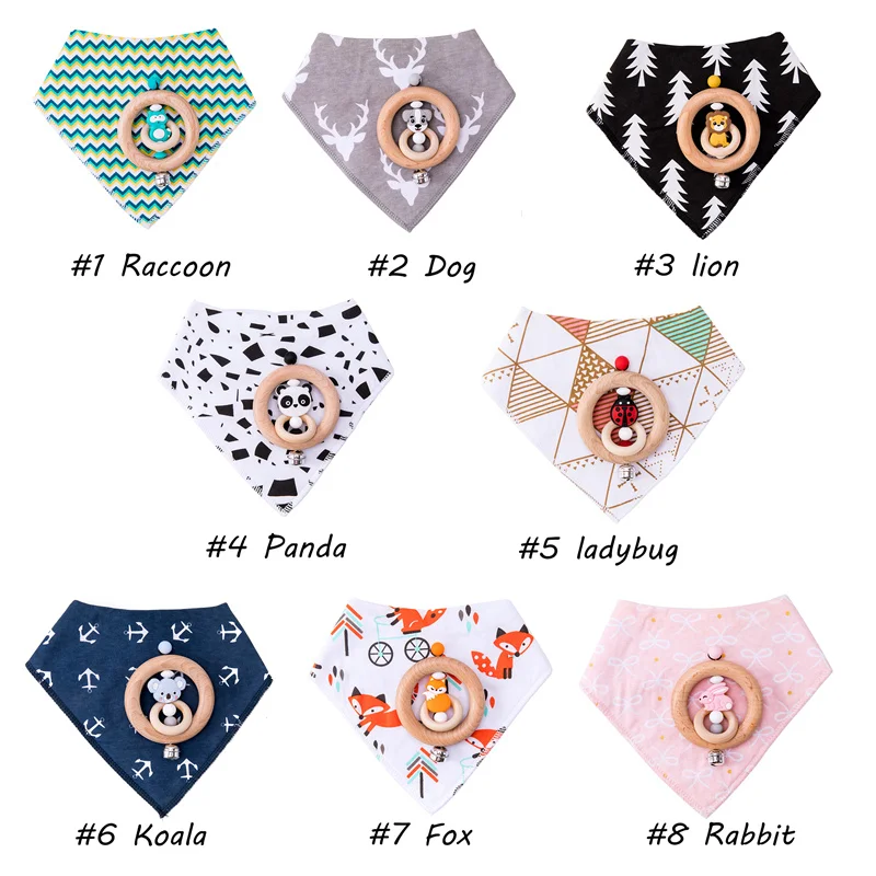 

Детский нагрудник, хлопок, мультяшный Деревянный Погремушка, 1 шт., деревянные кольца из бука, в форме животных, товары для младенцев 0-12 месяц...