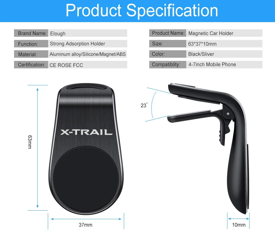 Металлический магнитный автомобильный держатель для телефона Nissan X-trail крепление