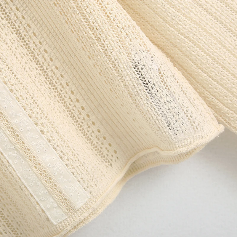 

Korean style hollow out sexy sweater Women 2020 Autumn Beige Female Lantern sleeve Knitted tops Turtleneck Loose YNZZU YT905