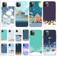 snowflake landscape cover soft mobile phone case for iphone 6 6s x se 2020 12 mini 11pro max xr 7 8 plus xs cute cartoon shells