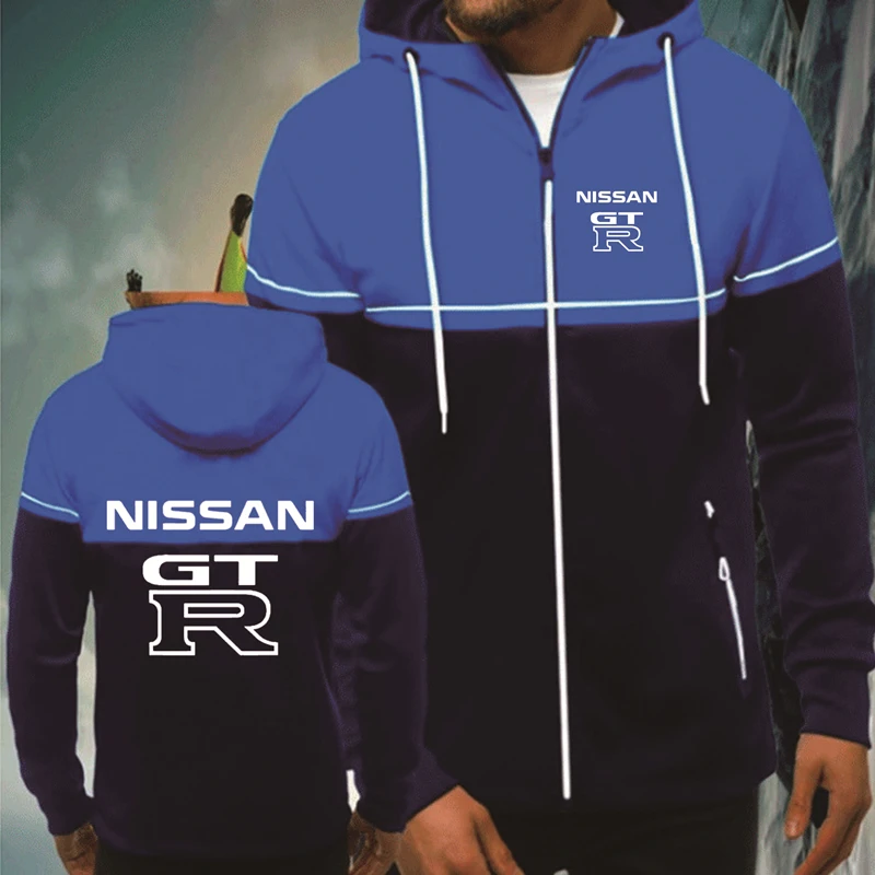 

2021 NEW Casual trend Men Zip Jacket GTR Car Logo printing Spring Autumn Men Zip Jacket Splicing Cotton High Quality clothes