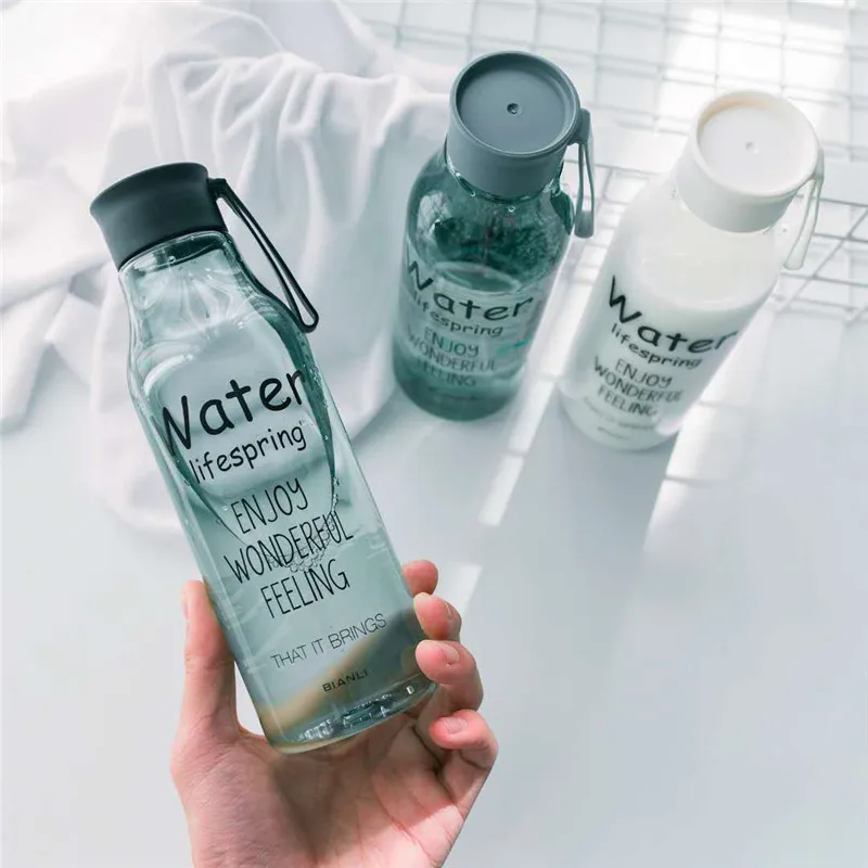520 мл портативная Спортивная бутылка для воды Прозрачный английский узор