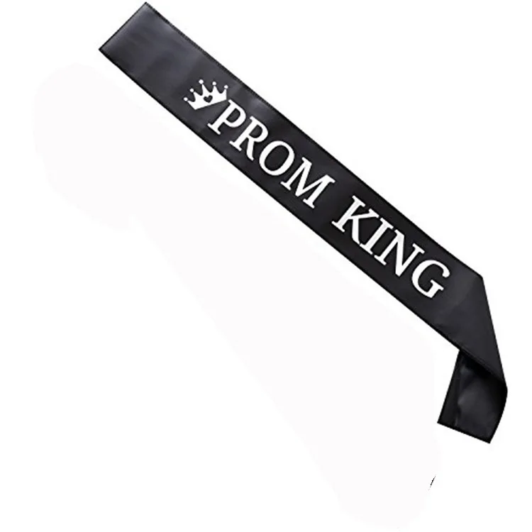 black king For men women Ribbons Sash Shoulder Strap Golden letters prom king queen Party Gifts Decor - Цвет: black king