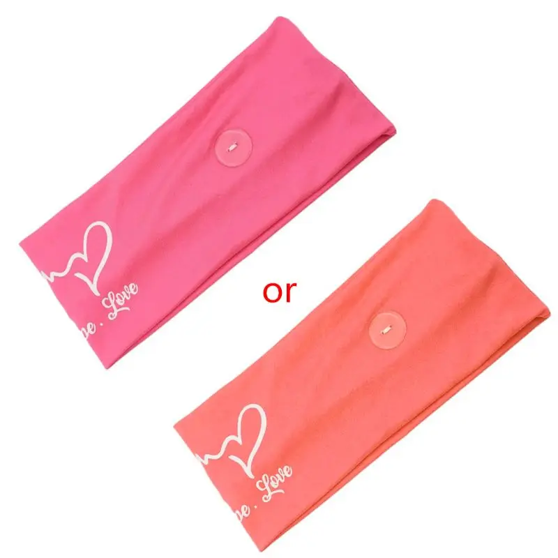 

Unisex Milk Fiber Nurse Button Headband Face Mask Holder Letters Heart Printed Yoga Sport Headwrap Anti Tight Protect Ea