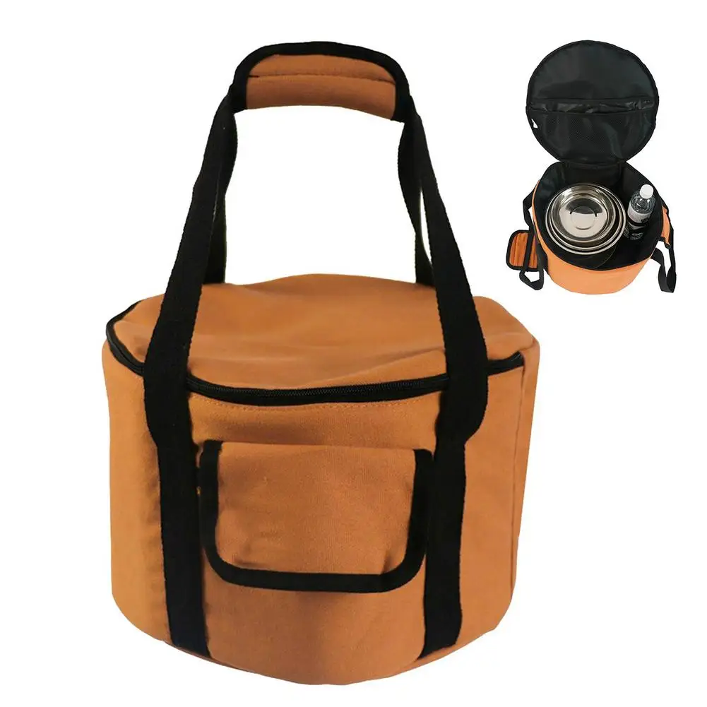 

Водонепроницаемая сумка для хранения столовых приборов для пикника, кемпинга, посуды, сумки-тоуты, большая круглая холщовая термоизолирова...