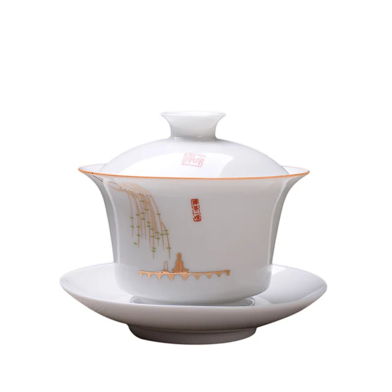 Высокое качество белый костяного фарфора Gaiwan чайный набор, путешествия керамический чайный набор, белый чайный набор кунг-фу, китайский фарфор гайвань чашка