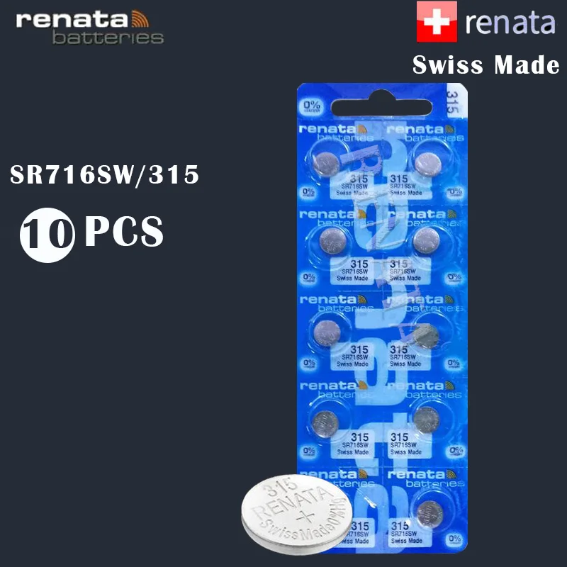 10 шт./лот Renata 315 100% оригинальный новый долговечный аккумулятор для часов 1 55 SR716SW