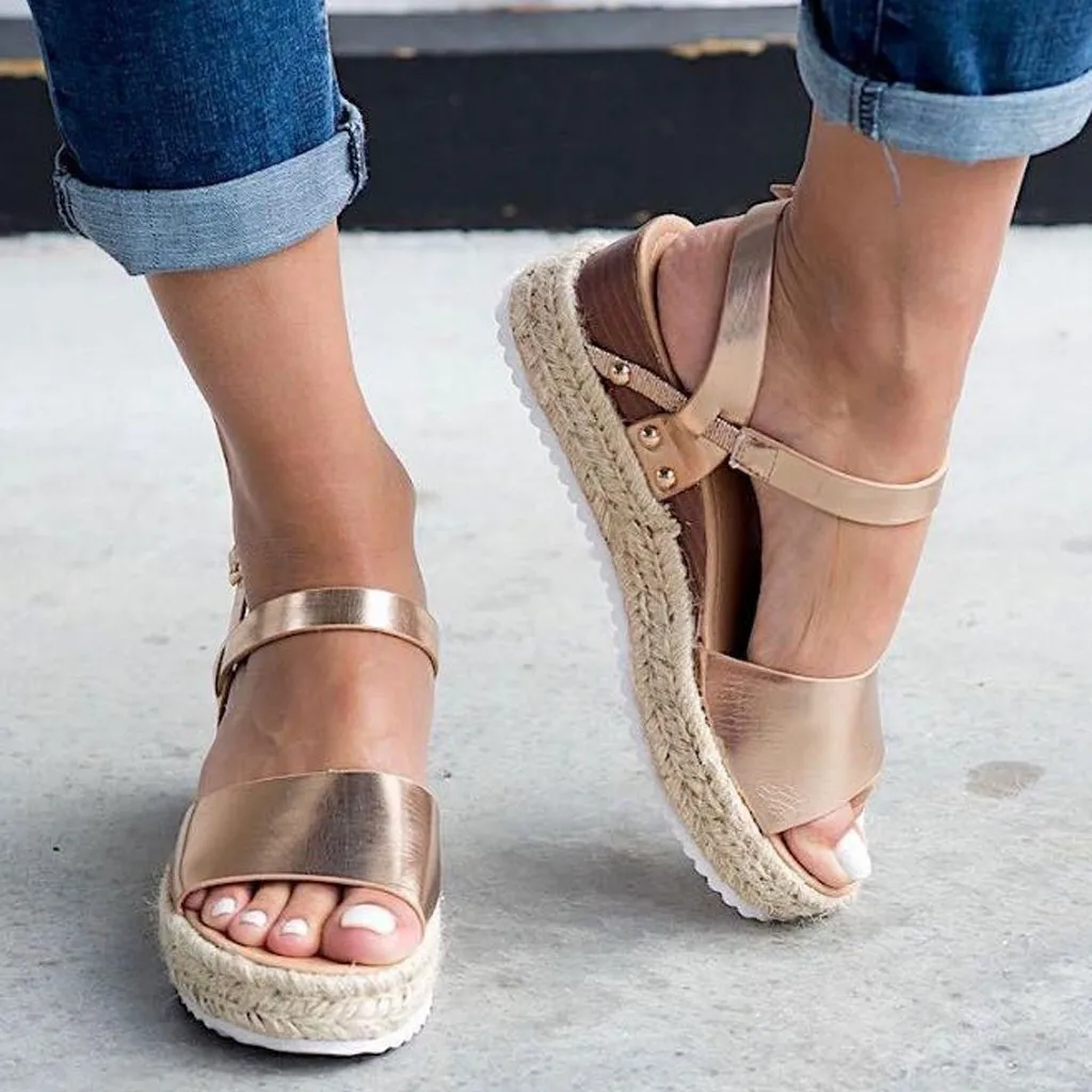 Женские босоножки Летние модные женские сандалии с пряжкой на ремешке пляжные