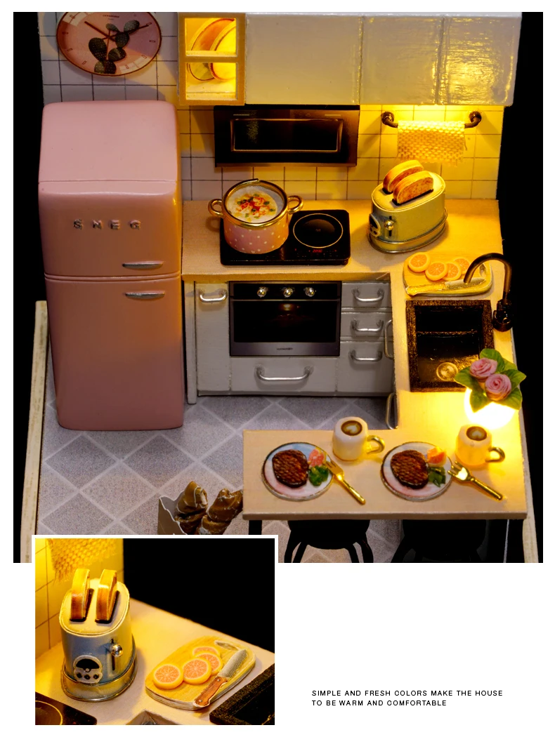 Кукольный дом мебель Diy Миниатюрный 3D Деревянный Miniaturas кукольный домик игрушки для детей подарки на день рождения Каса дневник котенка H013
