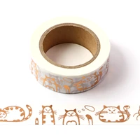 15mm10m kawaii cat gold masking washi tape decorative adhesive tape decora diy scrapbooking sticker label stationery
