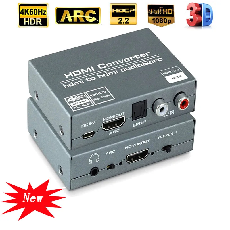 

HDMI 2.0 audio extractor supports 4K 60Hz YUV 4:4:4 HDR ARC DTS5.1AC3 output HDCP decoder fiber 4K60HZ