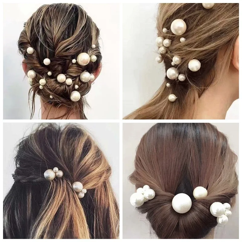 

900/540/360/180pcs Women Simulated Pearl U-shaped Hairpins Metal Barrette Clip Wedding Bridal Tiara Hair Accessories Gold/silver