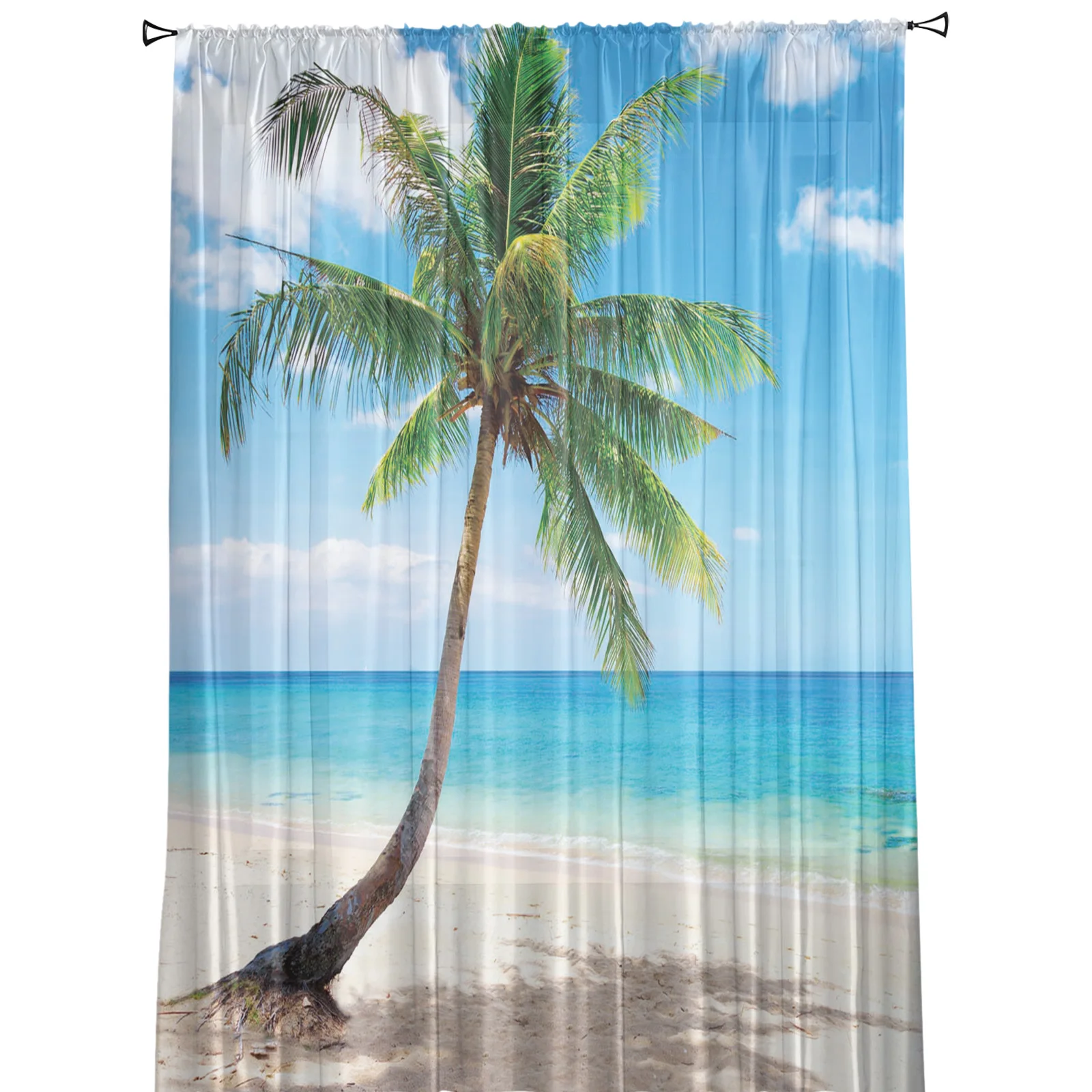 Пляжные кокосовое голубое небо печати сплошные оконные панельные шторы комната