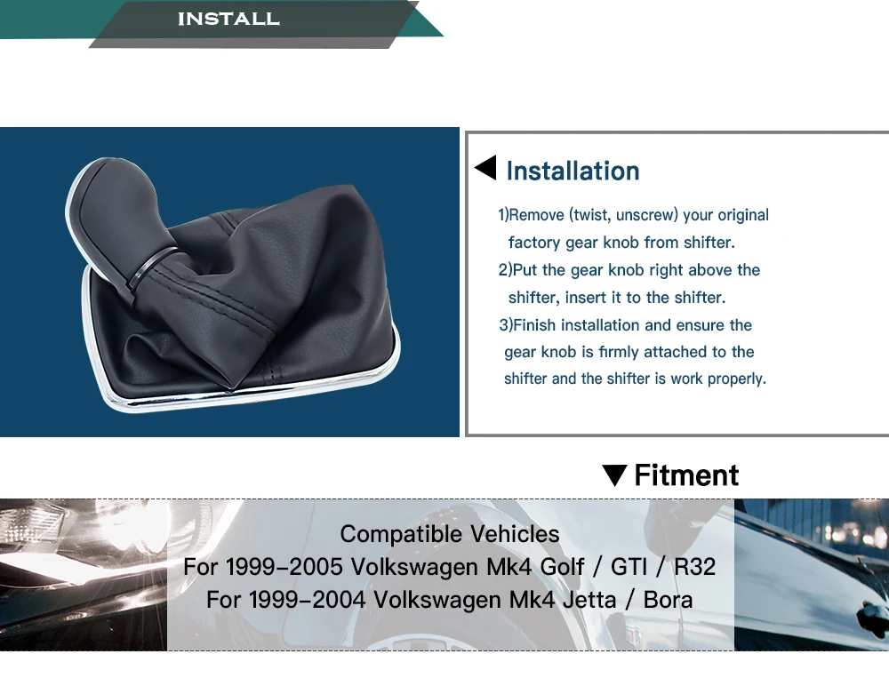 Для VW Bora MK4 Golf 4 Jetta 4 для 98-04 ручка переключения рулевого механизма автомобиля с хромированной рамкой кожа 5 передач 12 мм автомобильные аксессуары