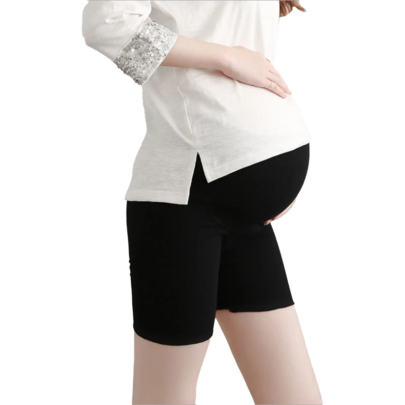 Шорты для фитнеса и безопасности беременных хлопковые штаны с зубчатыми ушками