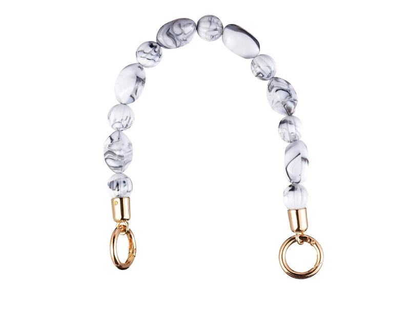 White gold hook BAMADER короткий Высококачественный акриловый наплечный ремень с ручкой из бисера 36 см, модная женская сумка с ремнем из смолы, аксессуары для сумок - Цвет: White gold hook