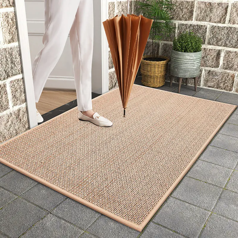 

Japanese Linen Weaving Entrance Welcome Doormat Hallway Non-Slip Floor Rugs Front Door Mat Outdoor Rugs Carpet Bedroom Kitchen