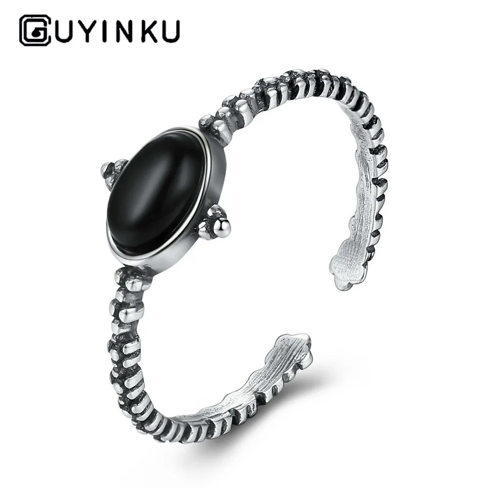 Ретро кольцо из стерлингового серебра S925 пробы на палец с драгоценным камнем