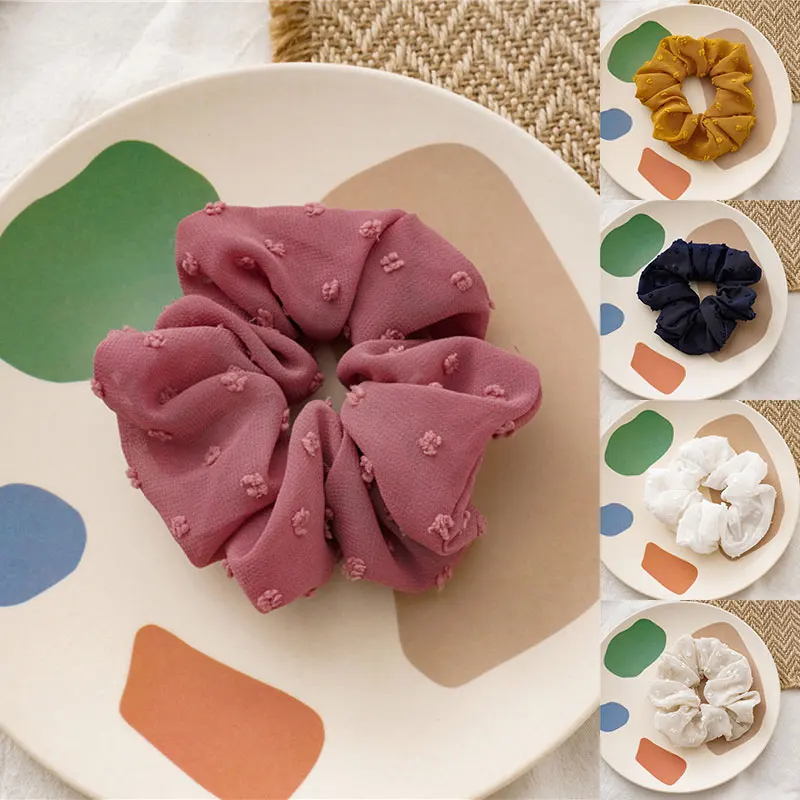 Женские резинки для волос в горошек корейские Однотонные фиксации хвостиком